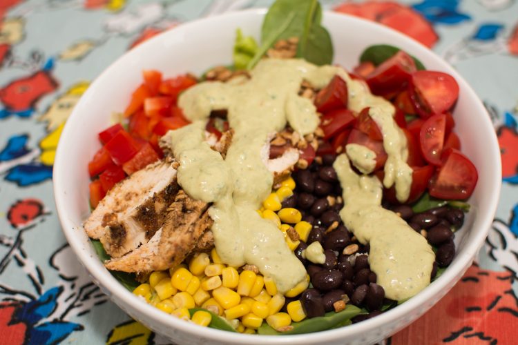 Southwest Salad with Avocado Dressing and Chili Lime Chicken - Our Kind of Wonderful