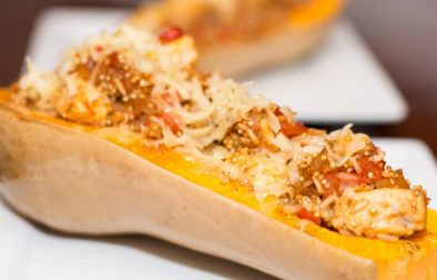 Spicy Chicken and Rice Stuffed Butternut Squash - Our Kind of Wonderful