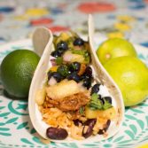 BBQ Chicken Burritos with Blueberry Pineapple Salsa - Our Kind of Wonderful
