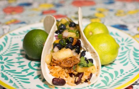 BBQ Chicken Burritos with Blueberry Pineapple Salsa - Our Kind of Wonderful
