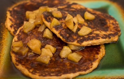 Sweet Potato Pancakes with Cinnamon Apple Syrup - Our Kind of Wonderful