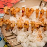 Sweet and Spicy Honey Grilled Shrimp with Coconut Rice - Our Kind of Wonderful