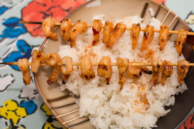 Sweet and Spicy Honey Grilled Shrimp with Coconut Rice - Our Kind of Wonderful