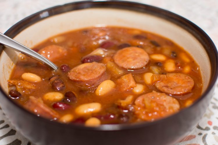Slow Cooker Sausage and BBQ Beans - Our Kind of Wonderful