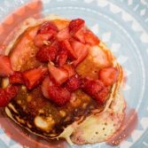 Lemon Pancakes with Homemade Strawberry Syrup - Our Kind of Wonderful