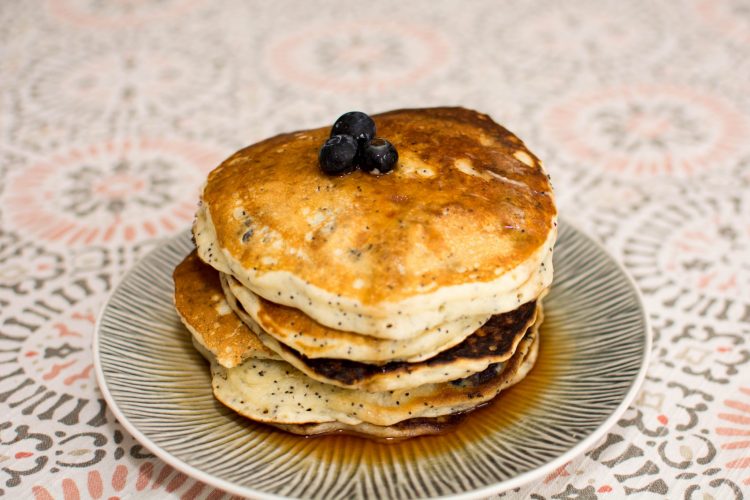 Sour Cream Blueberry, Lemon, Poppyseed Pancakes - Our Kind of Wonderful