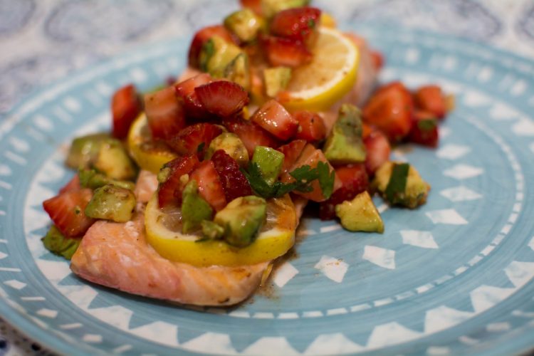 Strawberry Lemon Salmon with Strawberry Avocado Salsa - Our Kind of Wonderful