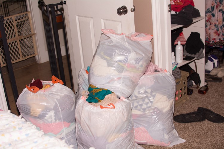 5 bags of clothes from my closet. I got rid of 3 more the day before.
