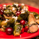 Maple Roasted Brussel Sprouts with Cranberries
