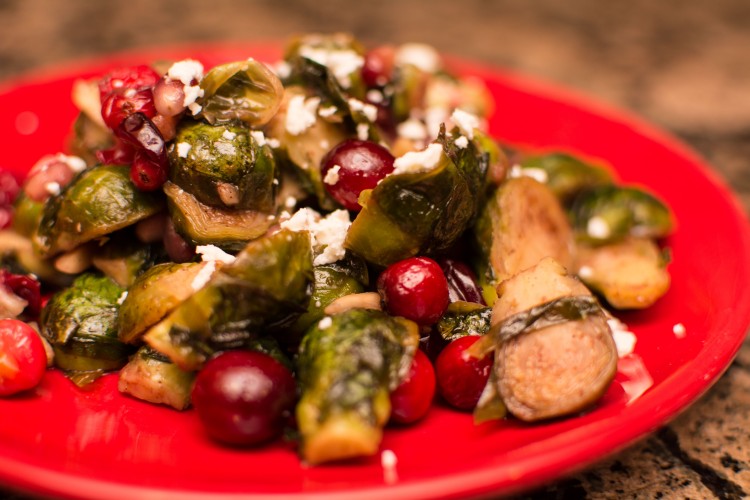 Maple Roasted Brussel Sprouts with Cranberries