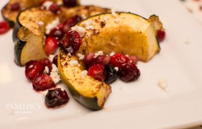 Roasted Acorn Squash with Pomegranate and Cranberry - Our Kind of Wonderful