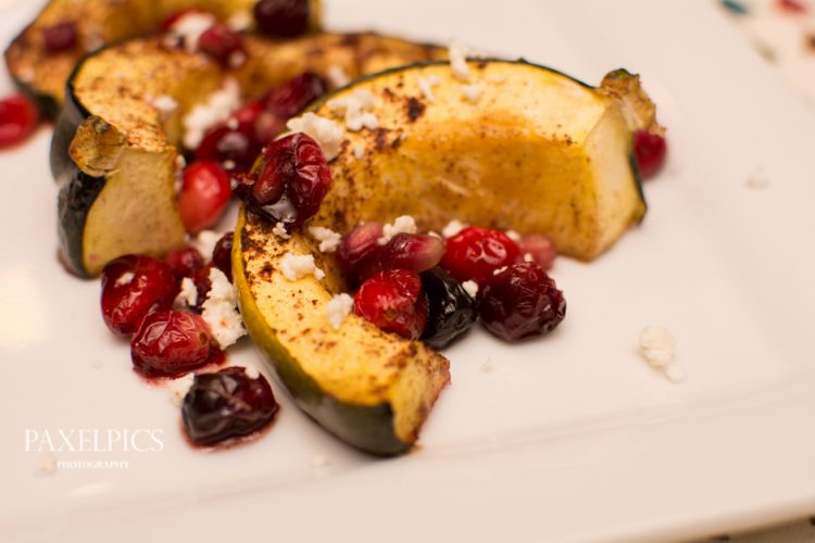 Roasted Acorn Squash with Pomegranate and Cranberry - Our Kind of Wonderful