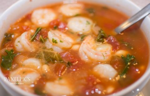 Tuscan Bean Soup with Shrimp - Our Kind of Wonderful