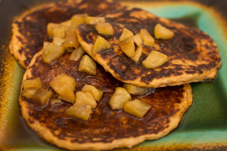 Sweet Potato Pancakes with Cinnamon Apple Syrup - Our Kind of Wonderful