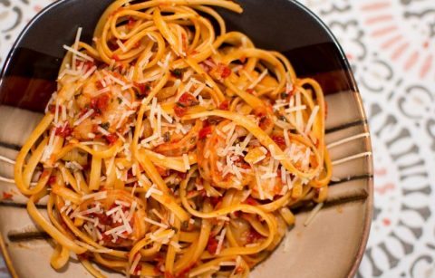 Sun-Dried Tomato Basil Shrimp Pasta - Our Kind of Wonderful