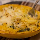 Cheesy Garlic Spinach Parmesan Spaghetti Squash - Our Kind of Wonderful